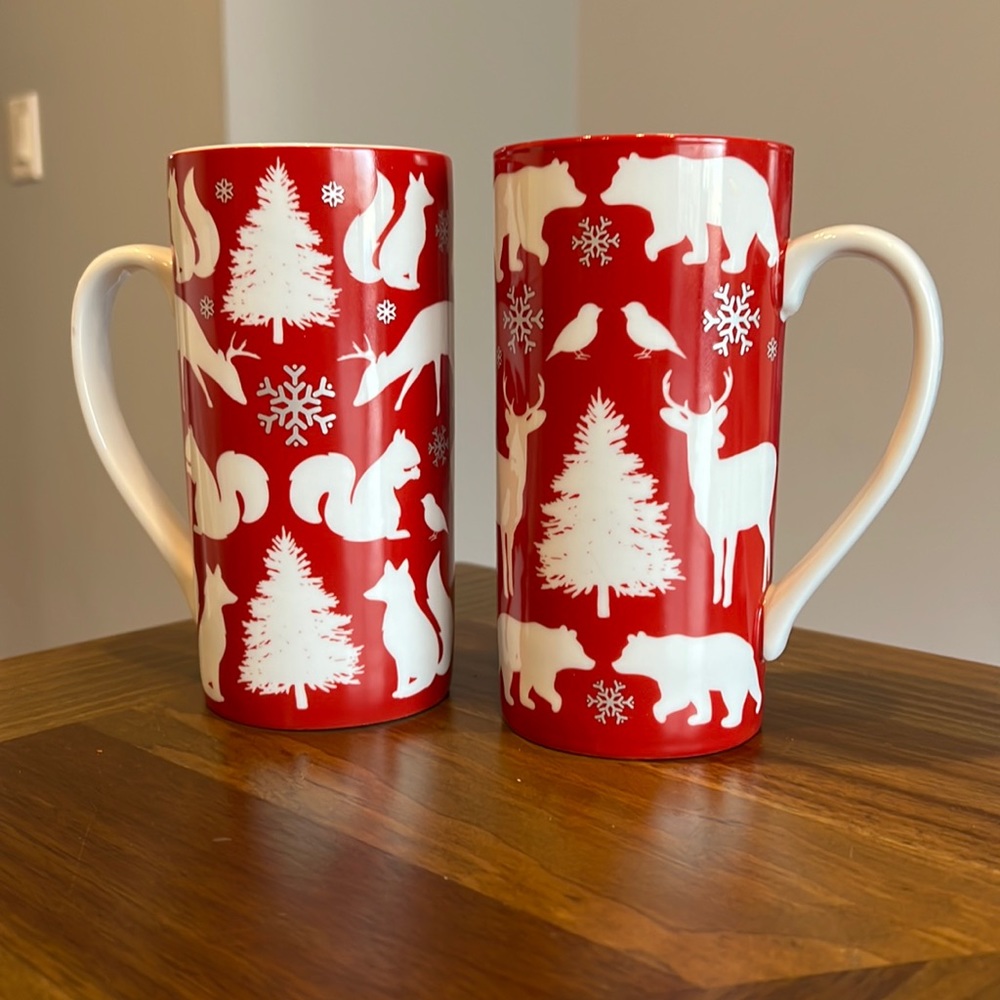 2 porcelain Christmas/winter coffee mugs. New w/out tags. Brand - Food Network